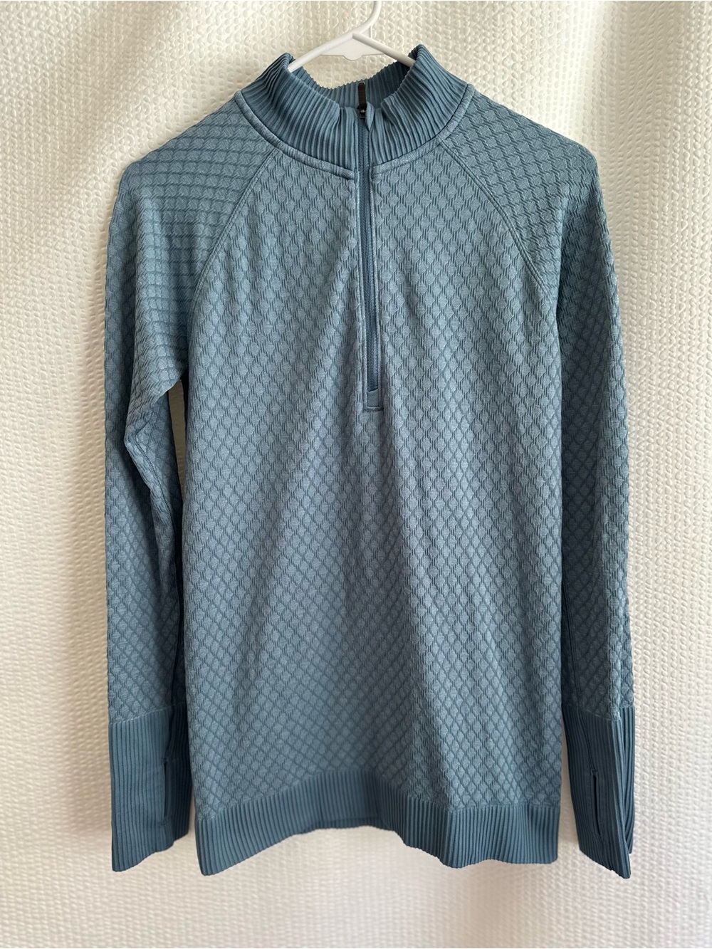 LULULEMON Rest Less 1/2 Zip Slate Blue Textured Long Sleeve Running Top Size 6
